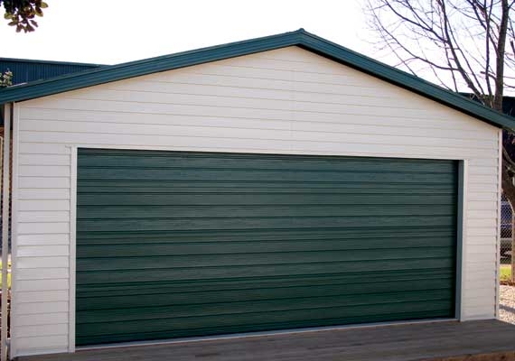 Garages with sectional doors.